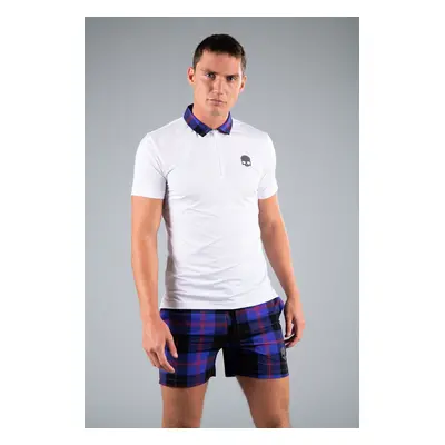 Men's T-Shirt Hydrogen Tartan Zipped Tech Polo White (Purple/Black)