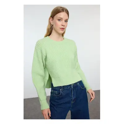 Trendyol Mint Crop Basic Balloon Sleeve Knitwear Sweater