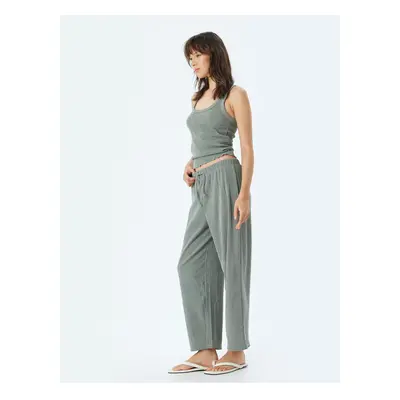 Koton Wide Leg Trousers with Elastic Waist Tie