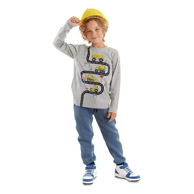 Denokids Construction Machinery Boy Long Sleeve T-shirt Trousers Set