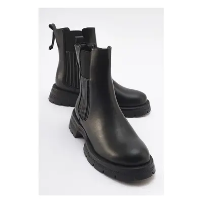 LuviShoes DENIS Black Skin Elastic Women's Chelsea Boots