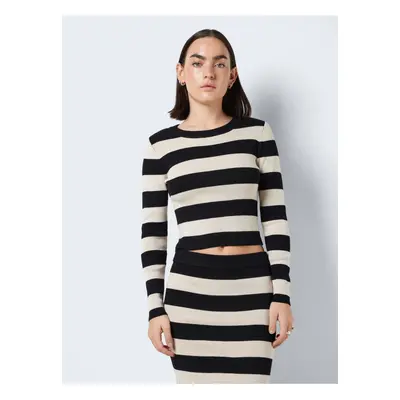 Cream-Black Women's Striped Sweater Sweater Noisy May Jaz - Women