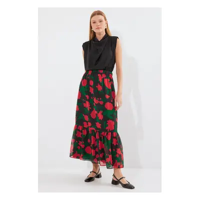 Bigdart Patterned Chiffon Skirt - F. Black