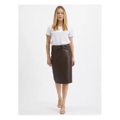 Orsay Dark Brown Women's Pencil Leatherette Skirt - Women