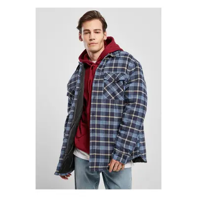 Plaid quilted shirt jacket light blue/navy blue