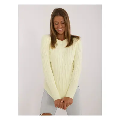 Light yellow women's classic sweater with patterns