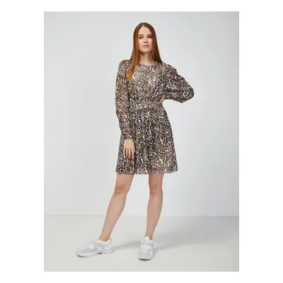 Brown dress with animal pattern Guess Enora - Women