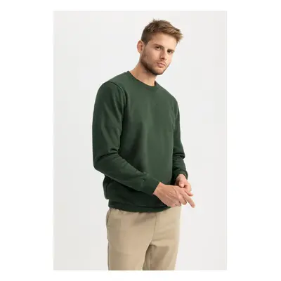 DEFACTO Regular Fit Crew Neck Cotton Basic Plain Sweatshirt