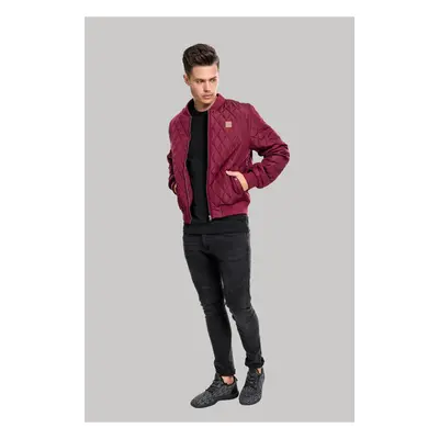 Diamond Quilt Nylon Jacket Burgundy