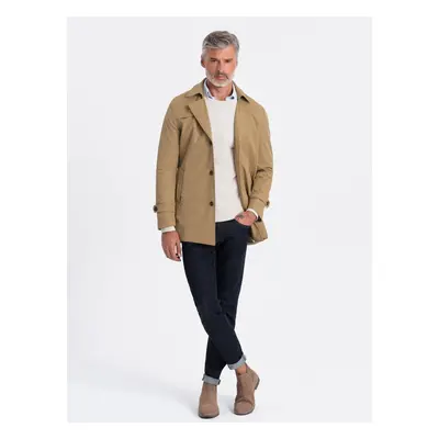 Ombre Men's short trench with classic cut - light brown