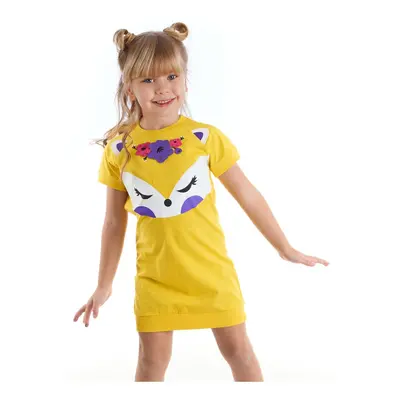 Denokids Yellow Fox Floral Girl's Yellow Summer Dress