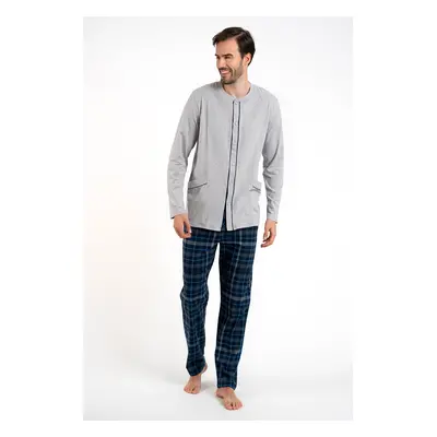 Men's pyjamas Jakub, long sleeves, long legs - melange/print