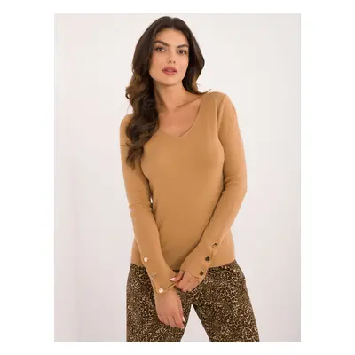 Brown classic sweater with neckline