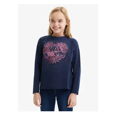 Dark blue girls' T-shirt Desigual Alba - Girls