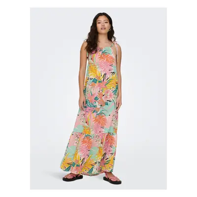 Green-pink Women's Floral Maxi-Dress JDY Daisy - Ladies