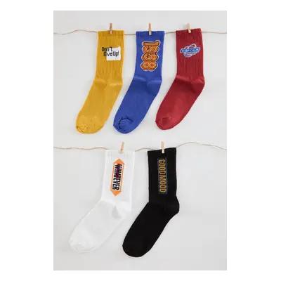 Trendyol Multicolored Unisex 5-Pack Cotton Striped College-Tennis-Medium Socks