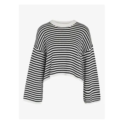 White and Black Women Striped Crop Top Sweater Noisy May Lony - Women