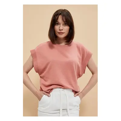 Sweatshirt with short sleeves - coral