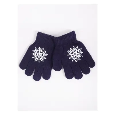 Yoclub Kids's Girls' Five-Finger Gloves RED-0012G-AA5A-007 Navy Blue