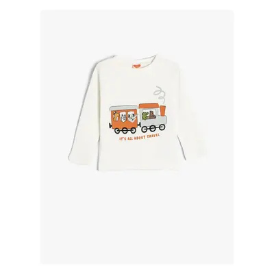 Koton T-Shirt Printed Long Sleeve Crew Neck Cotton