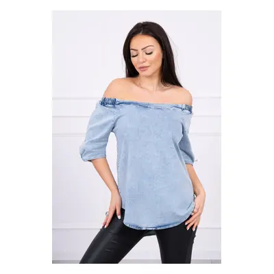 Denim blouse with stretch