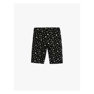 Koton Shiny Short Leggings With Elastic Waist, Star Printed Cotton