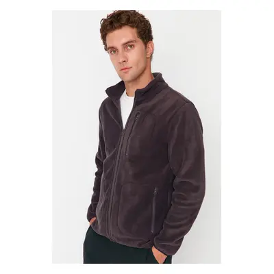 Trendyol Anthracite Regular/Normal Cut Zippered Warm Anti-pilling Fleece Sweatshirt