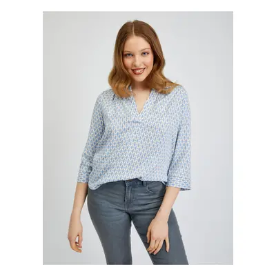 Orsay Light Blue Ladies Patterned Blouse - Women