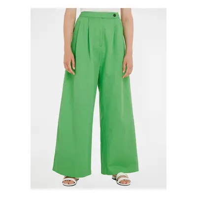 Light green women's wide trousers with linen Tommy Hilfiger - Ladies