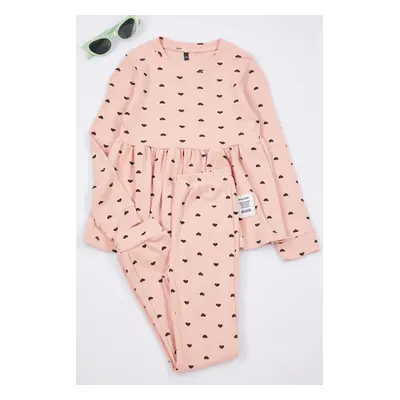 Trendyol Powder Heart Knitted Bottom-Top Set