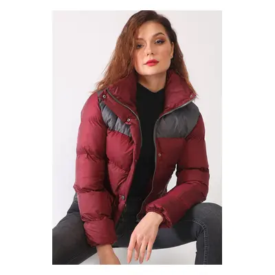 Z6649 DEWBERRY WOMEN'S COAT-BURGUNDY-ANTHRACITE