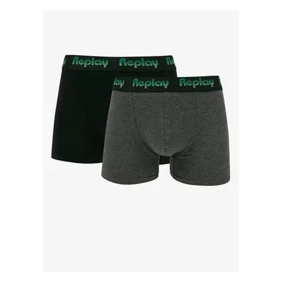 Set of two men's boxers in black and dark grey Replay - Men