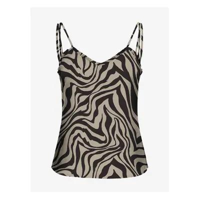 Black and Beige Women's Patterned Top ONLY Nova - Women