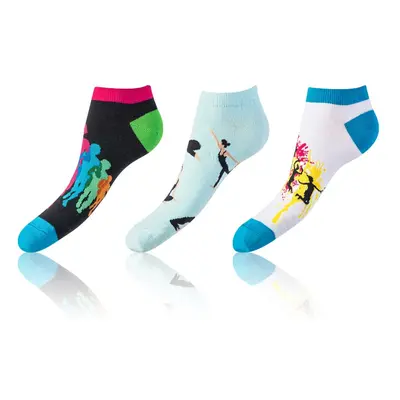 Bellinda CRAZY IN-SHOE SOCKS 3x - Modern Colorful Low Crazy Socks Unisex - Blue - Green - Black