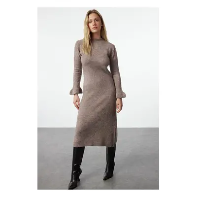 Trendyol Mink Midi Knitwear Boucle Dress