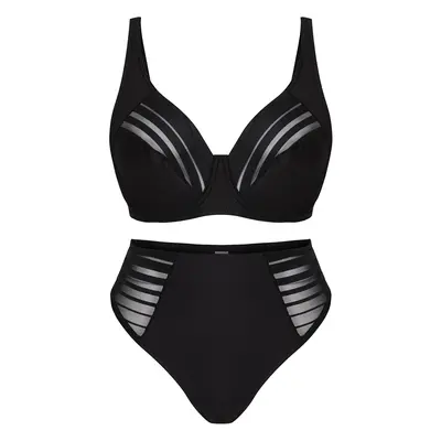 Trendyol Curve Black Striped Underwire Cupless Plus Size Lingerie Sets