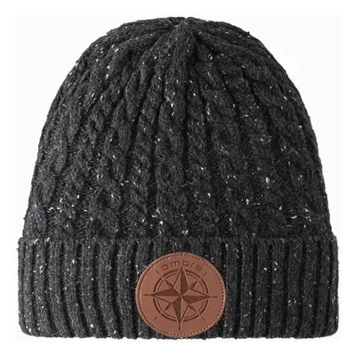 Ombre Men's beanie cap with round embossed patch - graphite