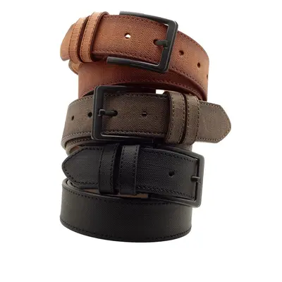 R0928 Dewberry Set Of Mens Belt For Jeans And Canvas-BLACK-BROWN-TABA