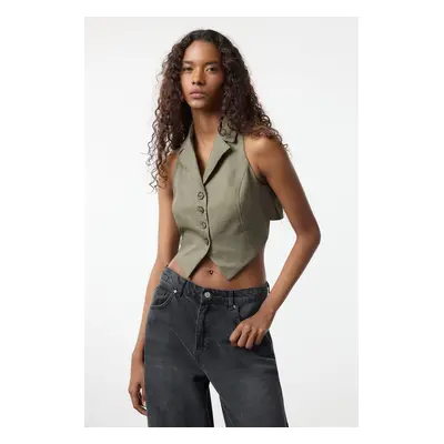 Trendyol Khaki Fitted Cut Out Detail Crop/Short Vest