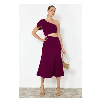 Trendyol Woven Elegant Evening Dress with Plum Bow Window/Cut Out Detail