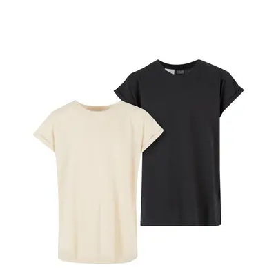 Girls' Extended Shoulder Tee - Pack Cream/Black