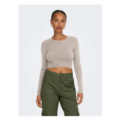 Beige women's trimmed ribbed sweater ONLY Karol - Women