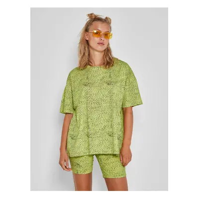 Light green patterned T-Shirt Noisy May Anna - Women