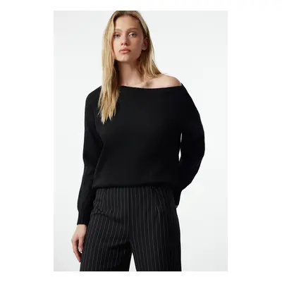 Trendyol Black Wool Boat Neck Basic Knitwear Sweater