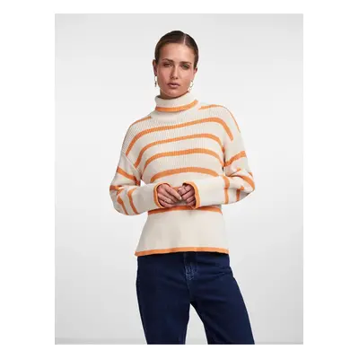 Women's Orange and Cream Striped Turtleneck Pieces June - Women's