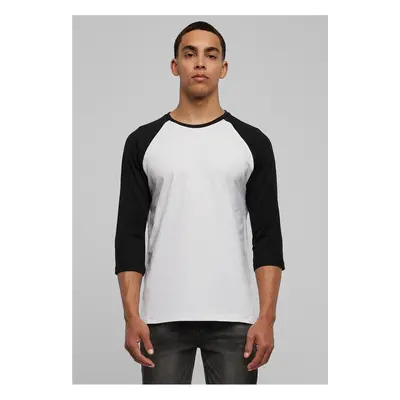 Contrasting raglan T-shirt with 3/4 sleeves wht/bl