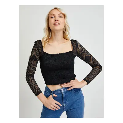 Black Women's Top with Lace Sleeves Guess - Women