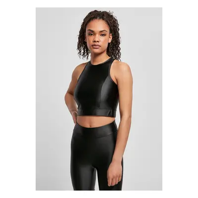 Women's Cropped Shiny Top Black