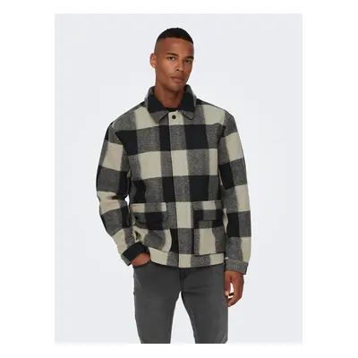 Grey-black men's checkered shirt jacket ONLY & SONS Connor - Men's