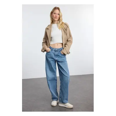 Trendyol Blue More Sustainable High Waist Skater Baggy Jeans